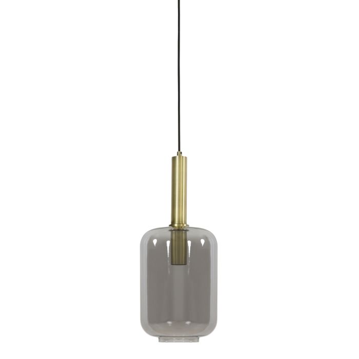 Hanglamp Ø22x52 cm LEKAR antiek brons+smoke glas