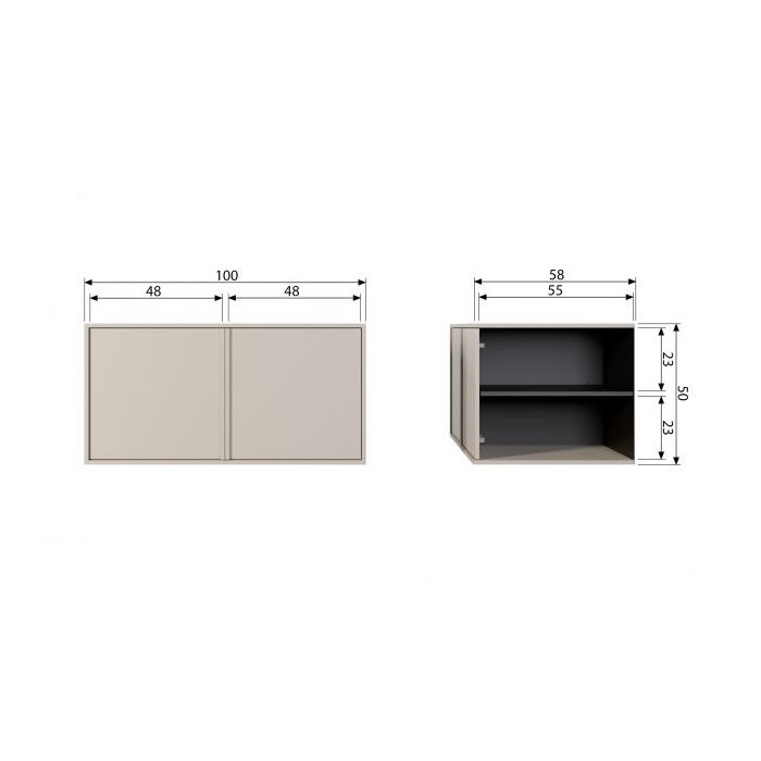 Daily closet double 50x100cm grenen dakargrau [fsc]