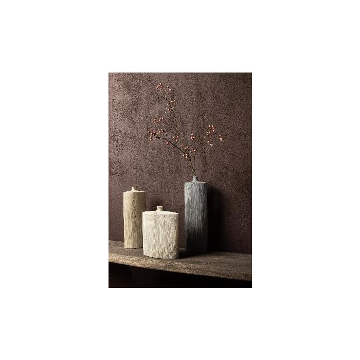 Taine Taupe ceramic matt glazed ribbed bottle potL