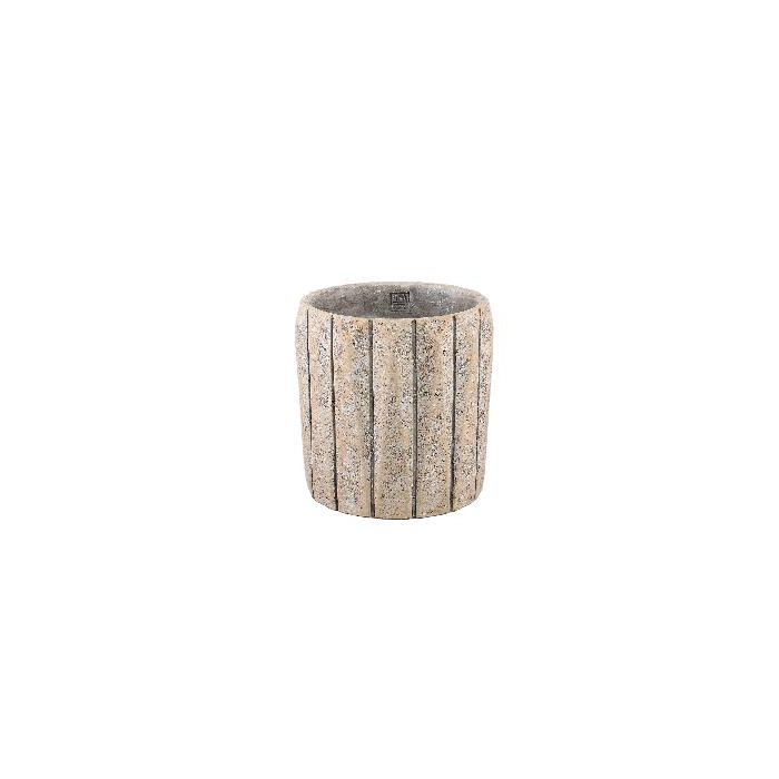 Imani Taupe cement pot round with lines big S