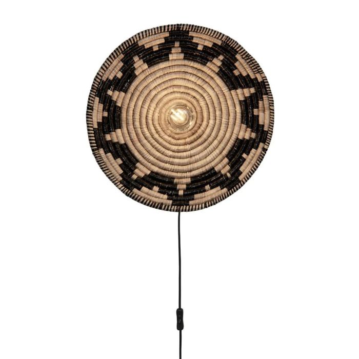 Wall lamp Andros seagrass dia.45x.8cm, black/natural