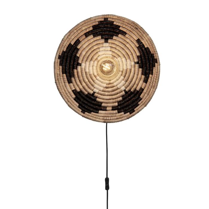 Wall lamp Andros seagrass dia.45x.8cm, black/nat/white