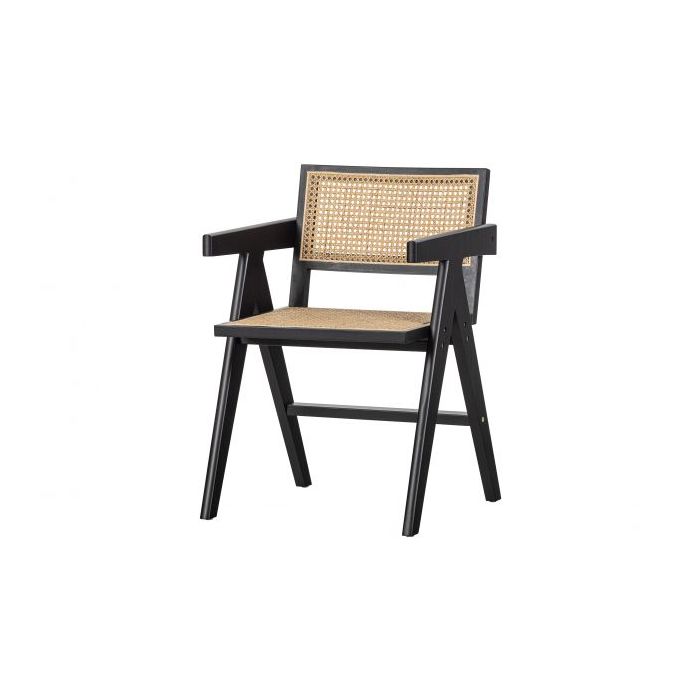 GUNN EETKAMERSTOEL RATTAN / HOUT ZWART