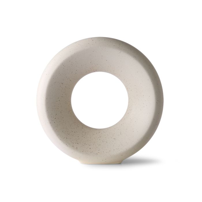 ceramic circle vase m white speckled