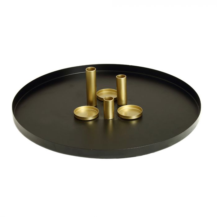 Rulz Gold iron round bowl candleholder L
