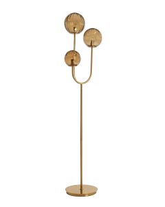 Vloerlamp 3L 38x20x162cm Magdala glas bruin+goud