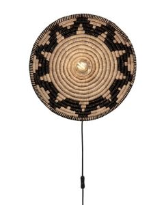 Wall lamp Andros seagrass dia.45x.8cm, black/natural