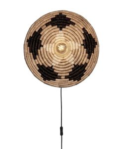 Wall lamp Andros seagrass dia.45x.8cm, black/nat/white