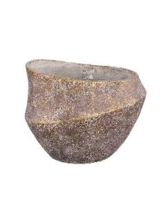 Rishell Cream cement round pot with line L