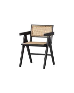 GUNN EETKAMERSTOEL RATTAN / HOUT ZWART