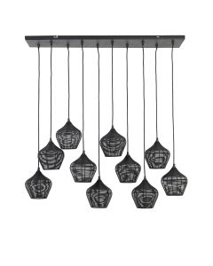 Hanglamp 10L Alvaro mat zwart 120x25x29,5cm