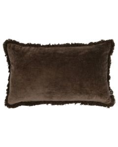 Trim kussen fluweel coffee 30x50