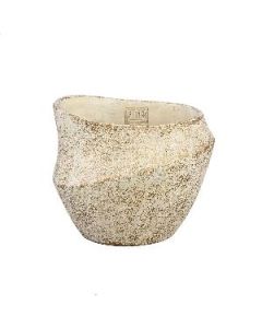 Rishell Cream cement round pot with line L