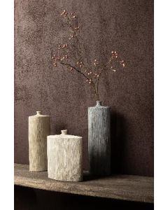 Taine Taupe ceramic matt glazed ribbed bottle potL