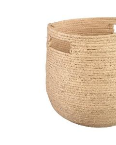 medium Mellaine Cream paper rope round basket handle 