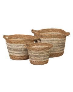 Set van 3 opbergmanden Lula naturel/zwart