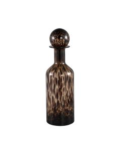 Bruin/zwarte glazen fles met deksel
