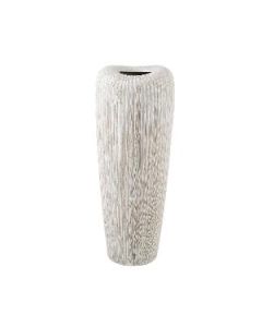 Zinet Taupe round ceramic pot with lines L
