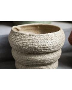 medium Summera Cream round paper rope pot layered
