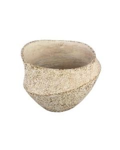 Rishell Cream cement round pot with line big L