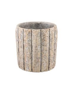 Imani Taupe cement pot round with lines big S