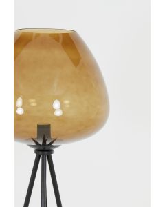 Vloerlamp Ø42x146 cm MAYSON mat zwart+glas bruin